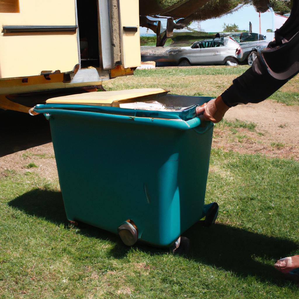 Person emptying waste at RV park