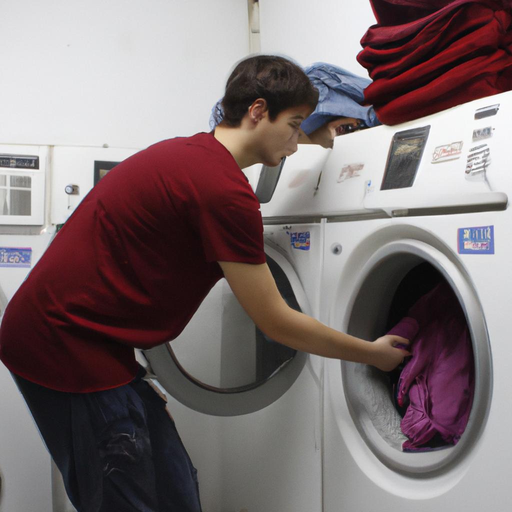 Person using laundry facilities
